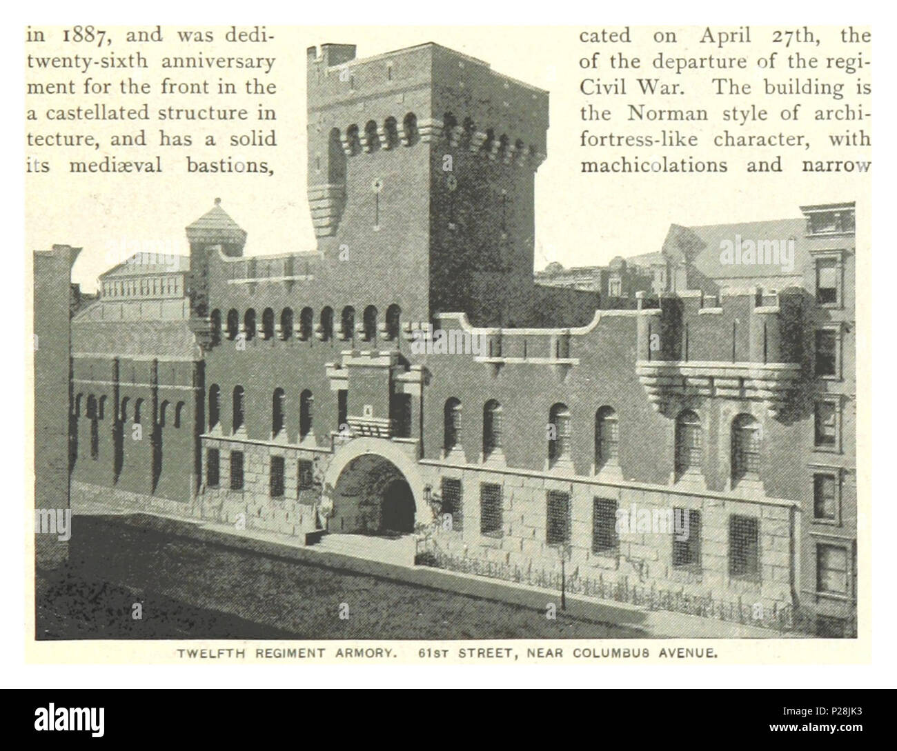 (König 1893, NYC) pg 541 ZWÖLFTEN REGIMENT ARMORY. 61ST Street, in der Nähe von Columbus Avenue. Stockfoto