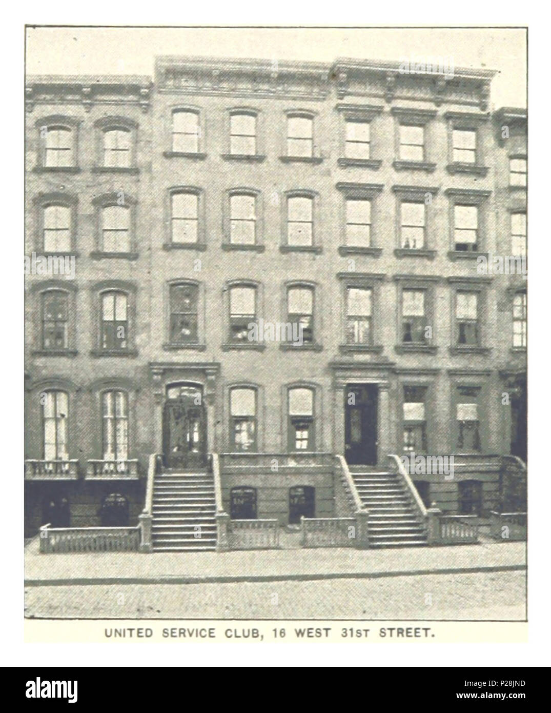 (König 1893, NYC) pg 566 UNITED SERVICE CLUB, 16 West 31. Straße. Stockfoto