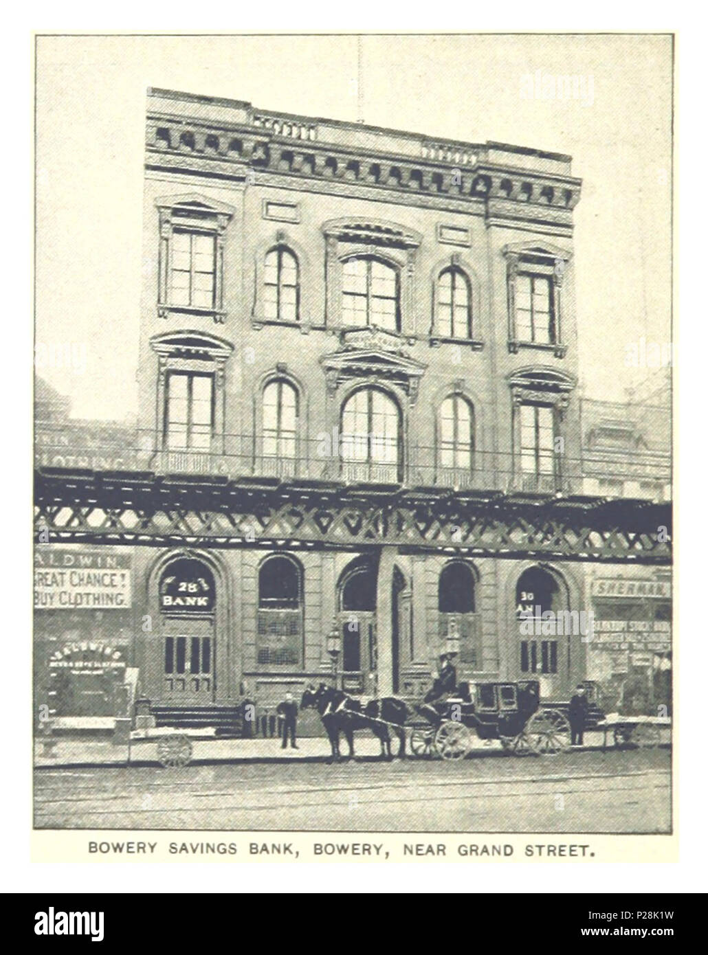 (König 1893, NYC) pg 782 BOWERY SPARKASSE, BOWERY, in der Nähe der Grand Street. Stockfoto