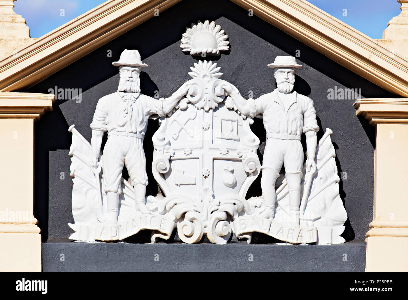 Ballarat Australien / The Ballarat Old Colonists Wappen. Stockfoto