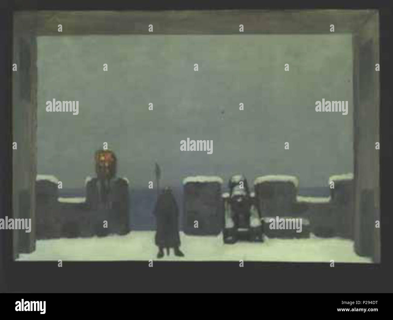 . Szenenentwurf zu "Hamlet" (Shakespeare) - Sterben Terrasse auf Schloss Helsingör (I/4), München 1909; Öl auf Leinwand; 76 x 100 cm; Theaterwissenschaftliche Sammlung der Universität Köln (Schloss Wahn), Inv. Nr. 253. 1909 129 Fritz Erler Weiler I-4 Stockfoto