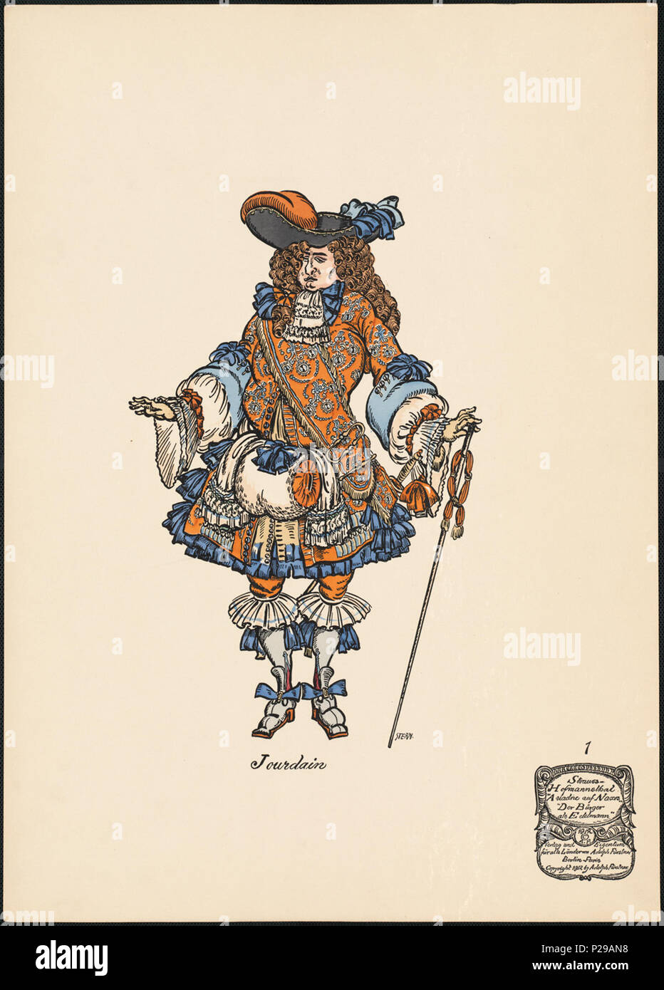 . Englisch: BPLDC Art.Nr.: 09 07000003 Seite/Kennzeichen: Platte 01 Seite/Platte Titel: Jourdain Volumen: Ariadne auf Naxos: Oper in einem aufzuge von Hugo von Hofmannsthal; Musik von Richard Strauss, zu spielen mit dem "Bürger aus Edelmann' des Molière; Skizzen für die Kostüme und Dekorationen Rufnr.: Acc. 89-301 xxb Schöpfer: Ernst Stern Beschreibung: [54] Blätter: Col. ill. (Einige gefaltet); 63,3 cm. Zusammenfassung: die Drucke der Kostüme und Sets für die ursprüngliche (1912) Produktion von Richard Strauss Ariadne auf Naxos. BPL Abteilung: Seltene Bücher Sammlung Flickr Daten auf 2011-08-08: Kamera: Sinar AG Sina Stockfoto