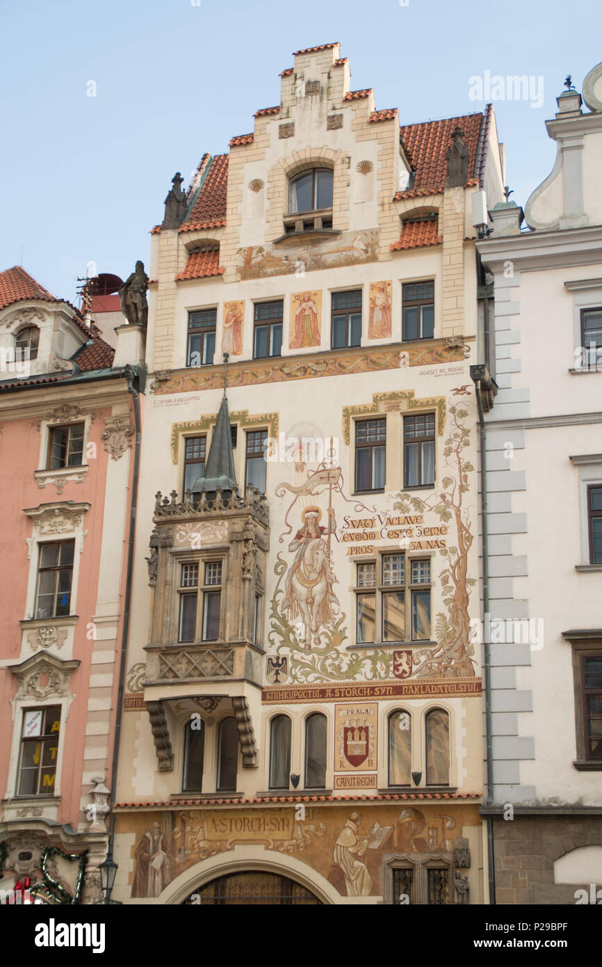 Architektonisches Wunder typischen Prager Gebäude in Prag, Tschechische Republik Stockfoto