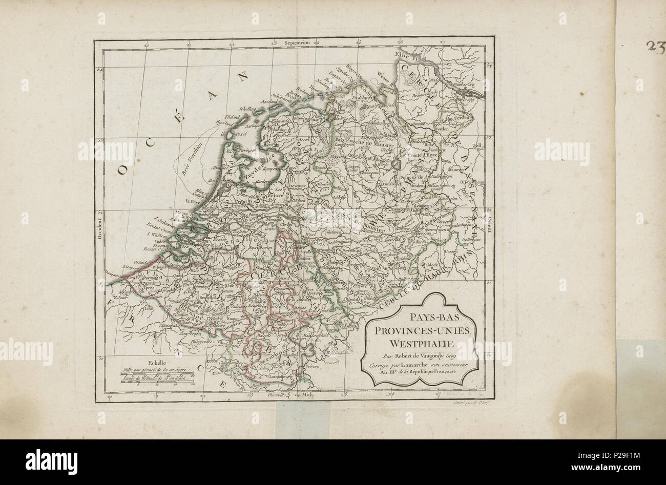 Nouvel Atlas portatif destiné principalement pour l'instruction de la jeunesse d'après la Géographie Moderne de Feu l'Abbé Delacroix Illustrasjon hentet Fra boken "Nouvel Atlas portatif destiné principalement pour l'instruction de la jeunesse d'après la Géographie Moderne de Feu l'Abbé Delacroix' Av, Robert de Vaugondy og utgitt av Chez Lamarche (Paris, 1795) 208 Nouvel Atlas portatif destiné principalement pour l'instruction de la jeunesse d'après la Géographie Moderne de Feu l'Abbé Delacroix-no-nb digibok 2013101626001-56 Stockfoto