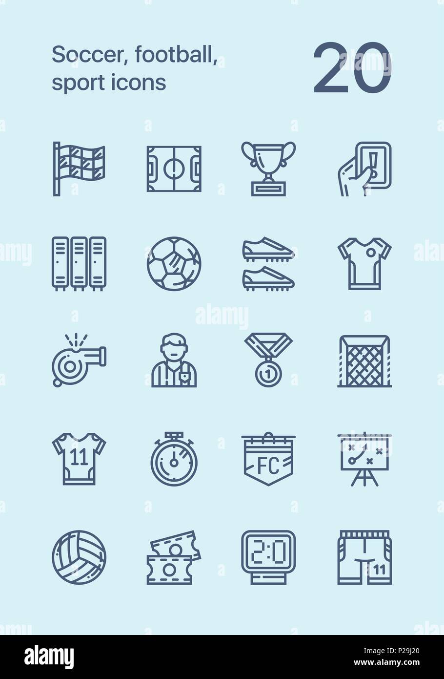 Überblick Fußball, Fußball, sport Icons für Web und mobile Design pack Stock Vektor