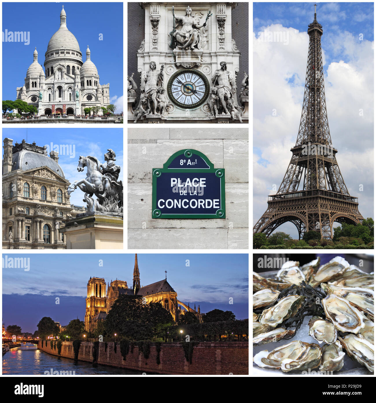 Collage Von Wahrzeichen Von Paris Frankreich Stockfotografie Alamy