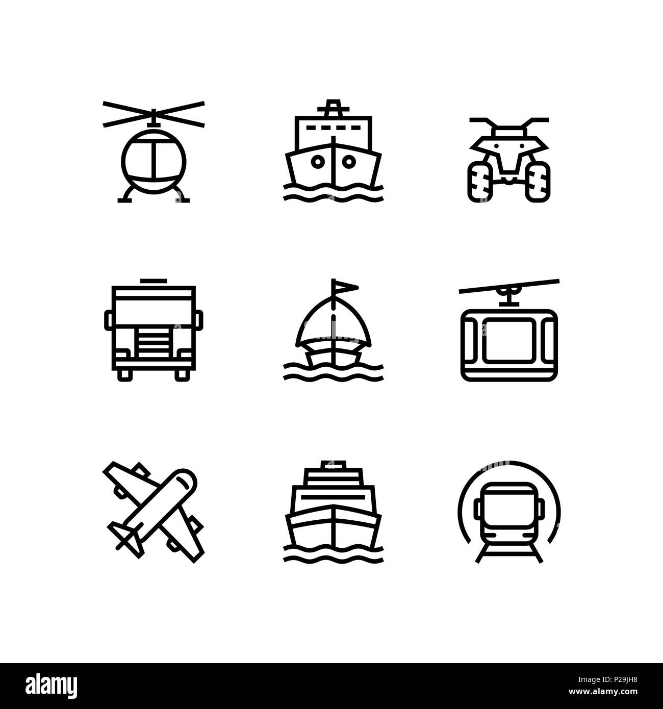 Transport-, Fahrzeug-, LKW- und PKW-einfachen Vektor Symbole für Web und mobile Design Pack 3 Stock Vektor