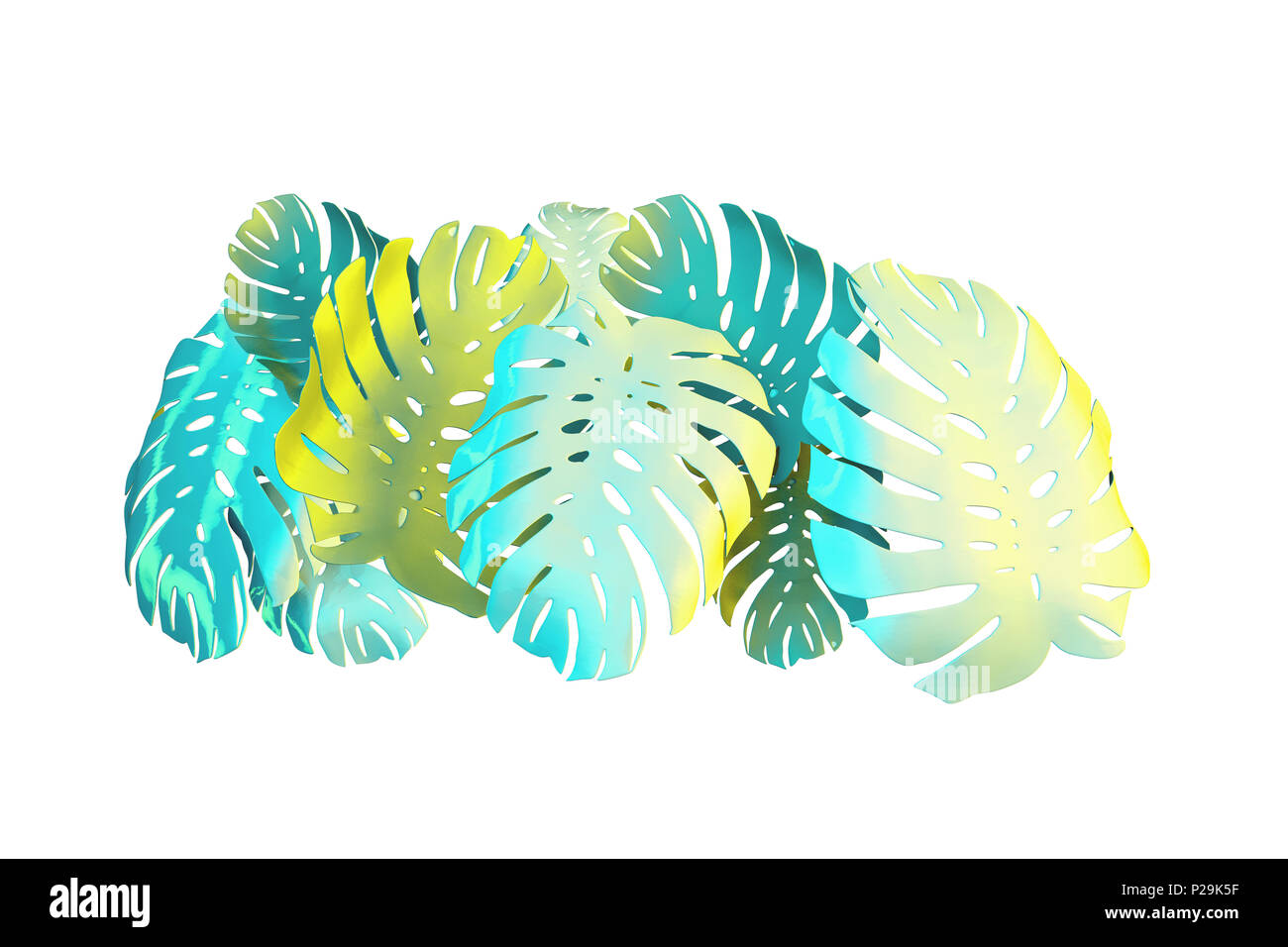 Tropische Palme monstera Blatt hintergrund. Abstrakte farbenfrohes Design Stockfoto