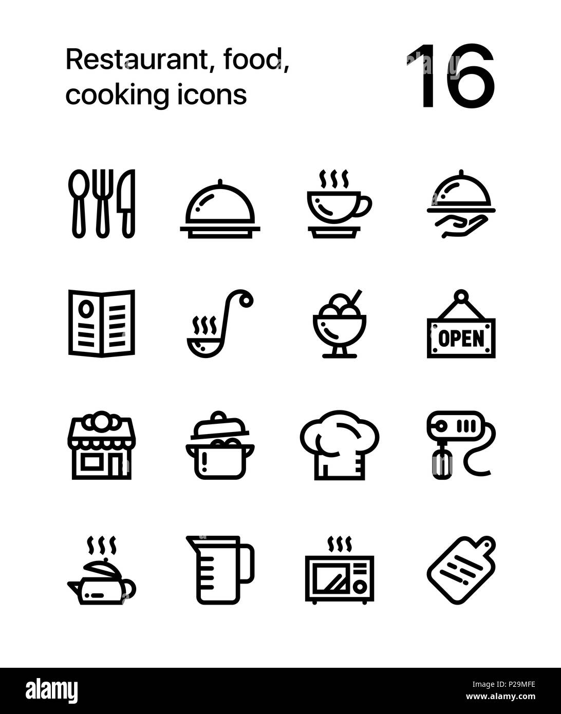Restaurant, Essen, Kochen Symbole für Web und mobile Design Pack 1 Stock Vektor