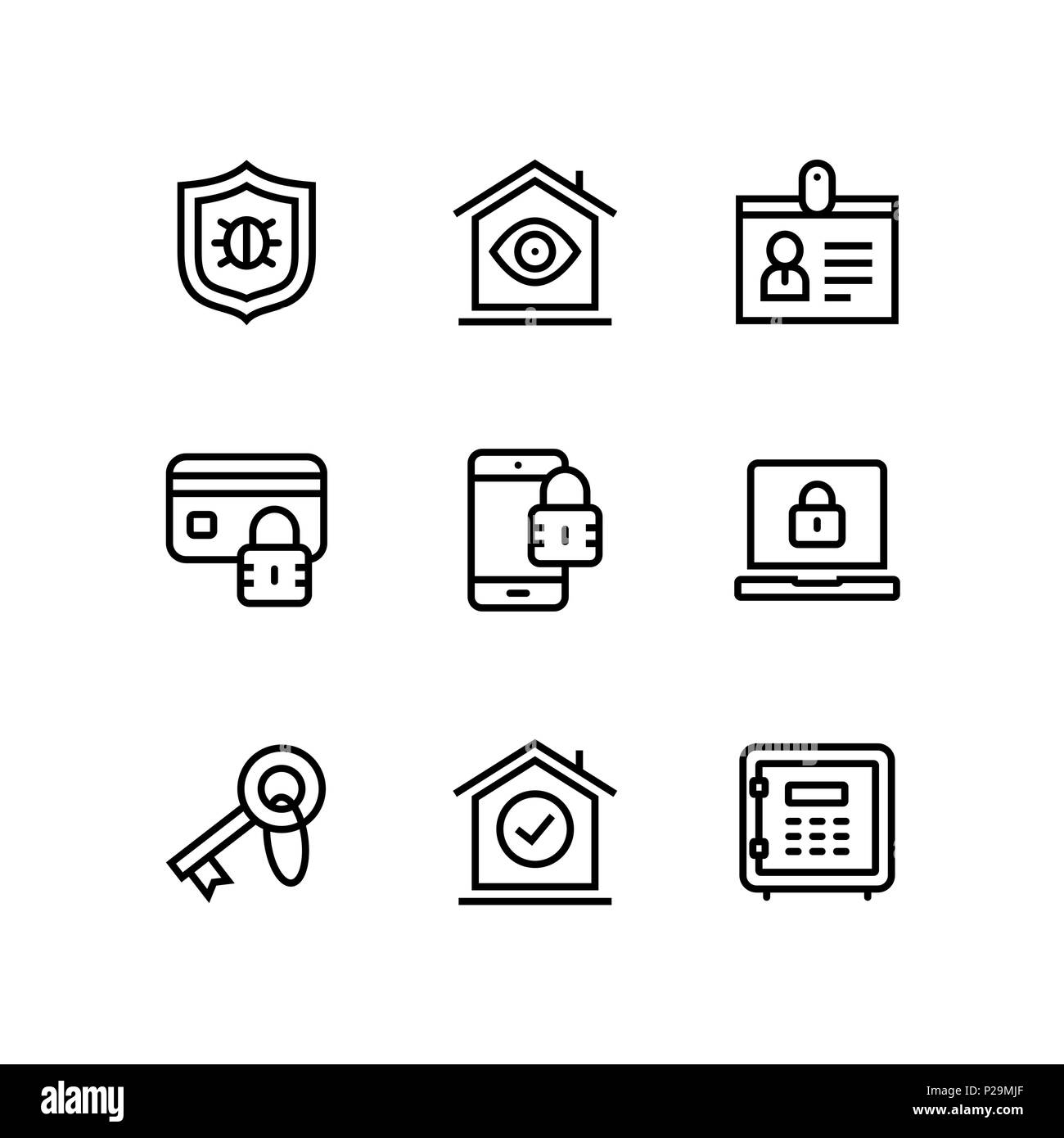 Sicherheit und Schutz des einfachen Vektor Symbole für Web und mobile Design Pack 3 Stock Vektor