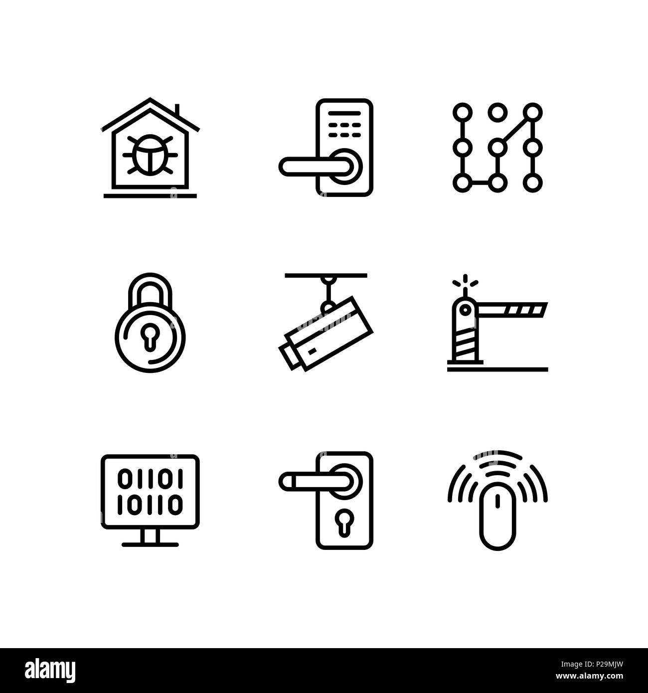 Sicherheit und Schutz des einfachen Vektor Symbole für Web und mobile Design Pack 4 Stock Vektor