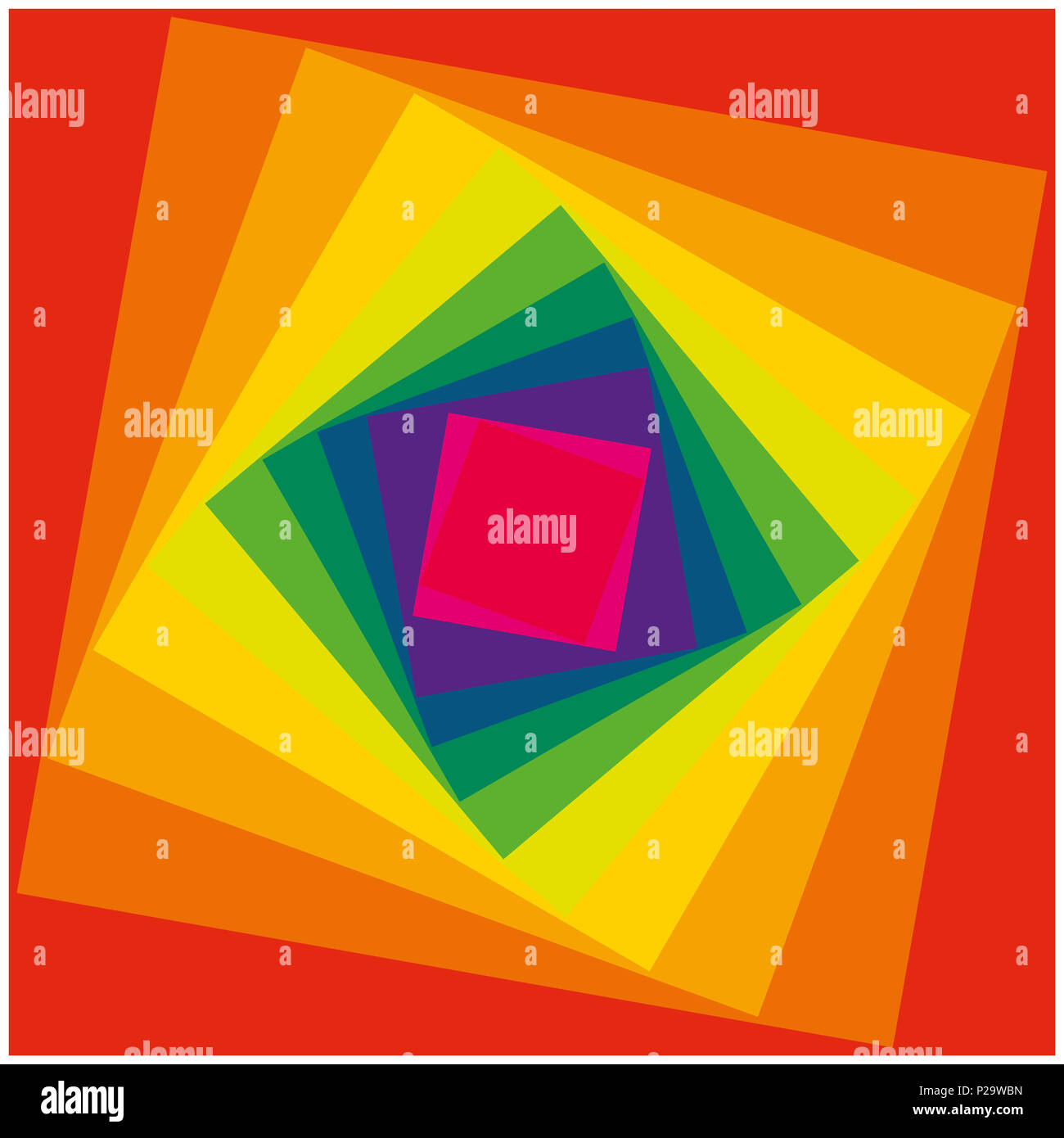 Psychedelic illusion Muster, das durch quadratische Spirale in Regenbogen Farben gebildet Stockfoto