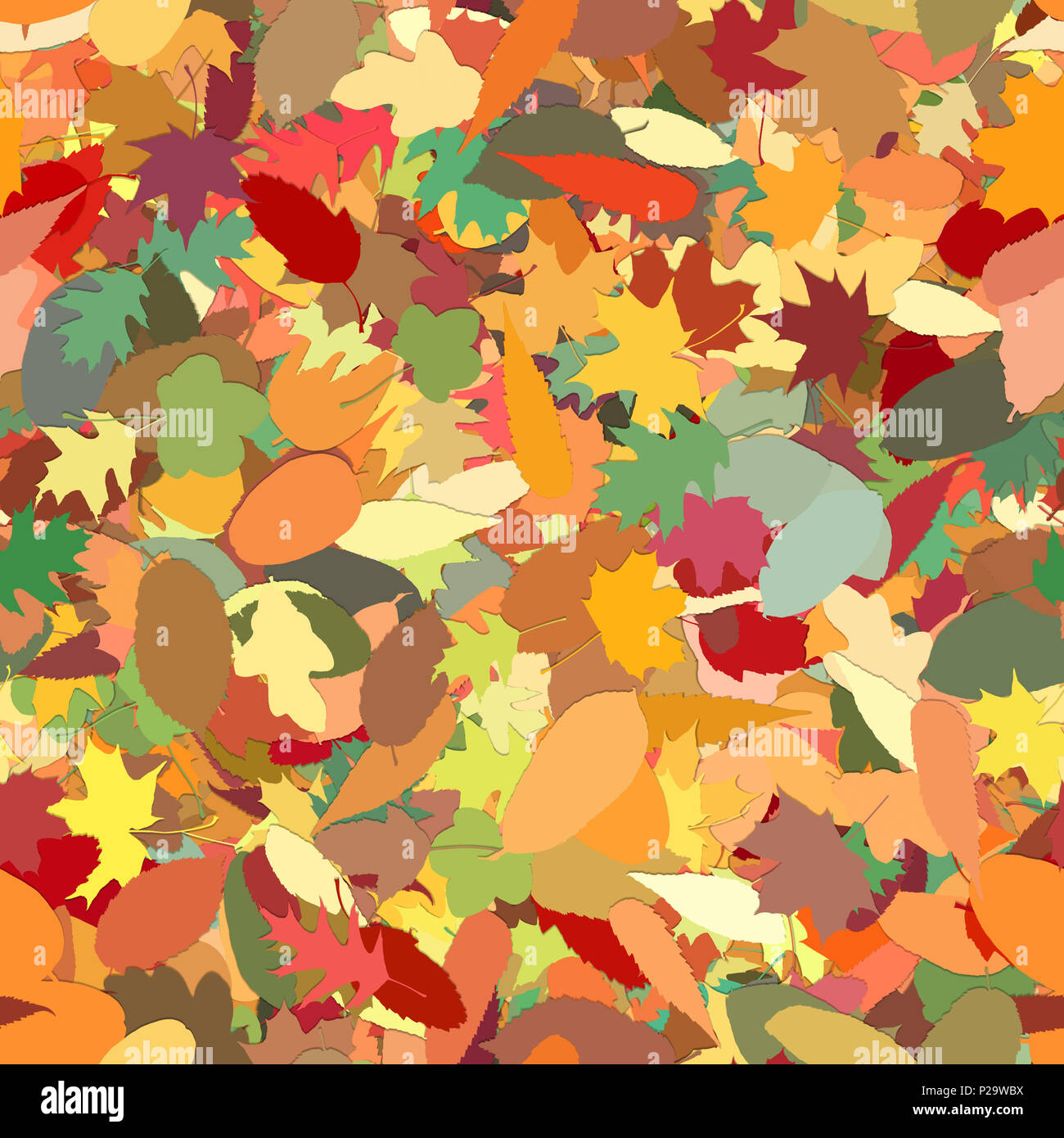 Hintergrund von Herbstlaub als nahtlose Fliesen- Muster Stockfoto