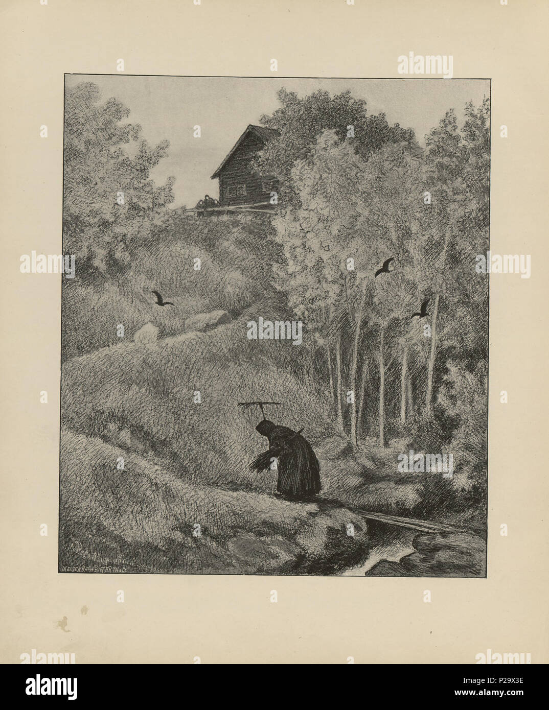 . Norsk Bokmål: Illustrasjon hentet Fra boken Svartedauen av Kittelsen, Th. og utgitt av-L.E. Tvedte (nein, 1901). Vor 1901. Theodor Kittelsen (1857 - 1914) Alternative Namen Theodor Severin Kittelsen Beschreibung norwegischen Künstler Datum der Geburt / Tod 27. April 1857 vom 21. Januar 1914 Ort der Geburt / Todes Kragerø, Norwegen, Norwegen Jeløya Authority control: Q 380085 VIAF: 59140681 ISNI: 0000 0001 0905 5794 ULAN: 500080675 94063463 LCCN: n NLA: 35274308 WorldCat Illustrasjon hentet Fra boken Svartedauen av Kittelsen, Th. og utgitt av-L.E. Tvedte (Nr. 1901) 299 Svartedauen-no-nb digib Stockfoto