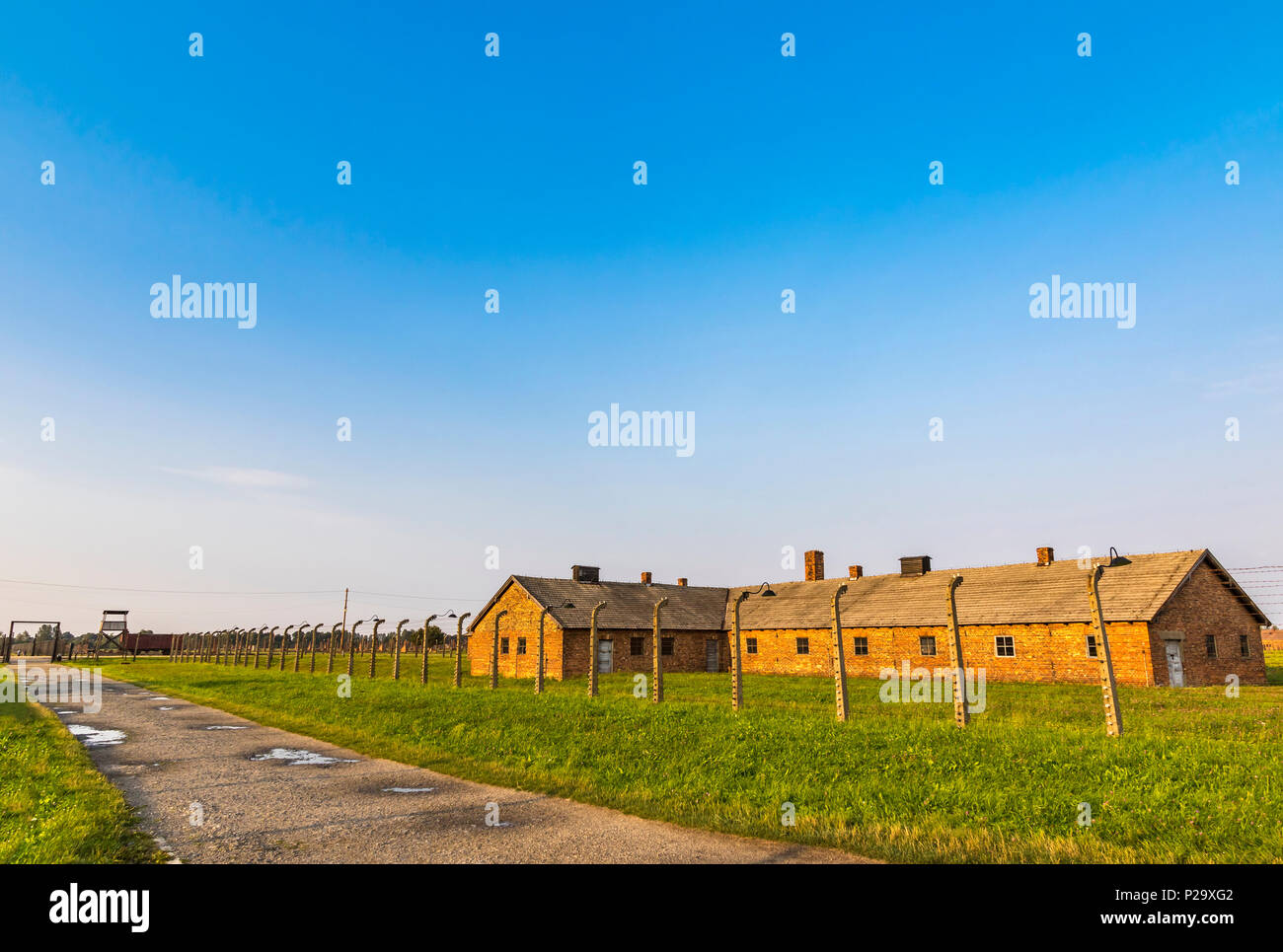 Kaserne der Auschwitz II-Birkenau, ehemaliger NS-Konzentrations- und Vernichtungslager in der Nähe von Oswiecim, Polen Stockfoto