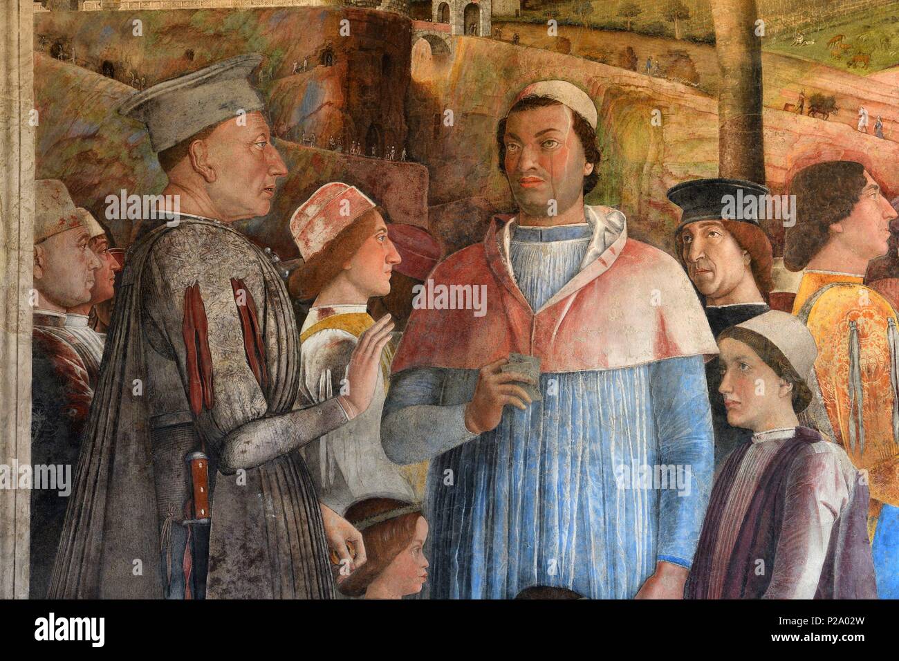 Italien, Lombardei, Mantua (Mantova), als Weltkulturerbe von der UNESCO, der Palazzo Ducale, berühmten Residenz der Familie Gonzaga, die Burg San Giorgio (Castello di San Giorgio), Pferdepflegern" Zimmer (Camera Degli Sposi), die Arbeit von Andrea Mantegna zwischen 1465 et 1474 lackiert Stockfoto