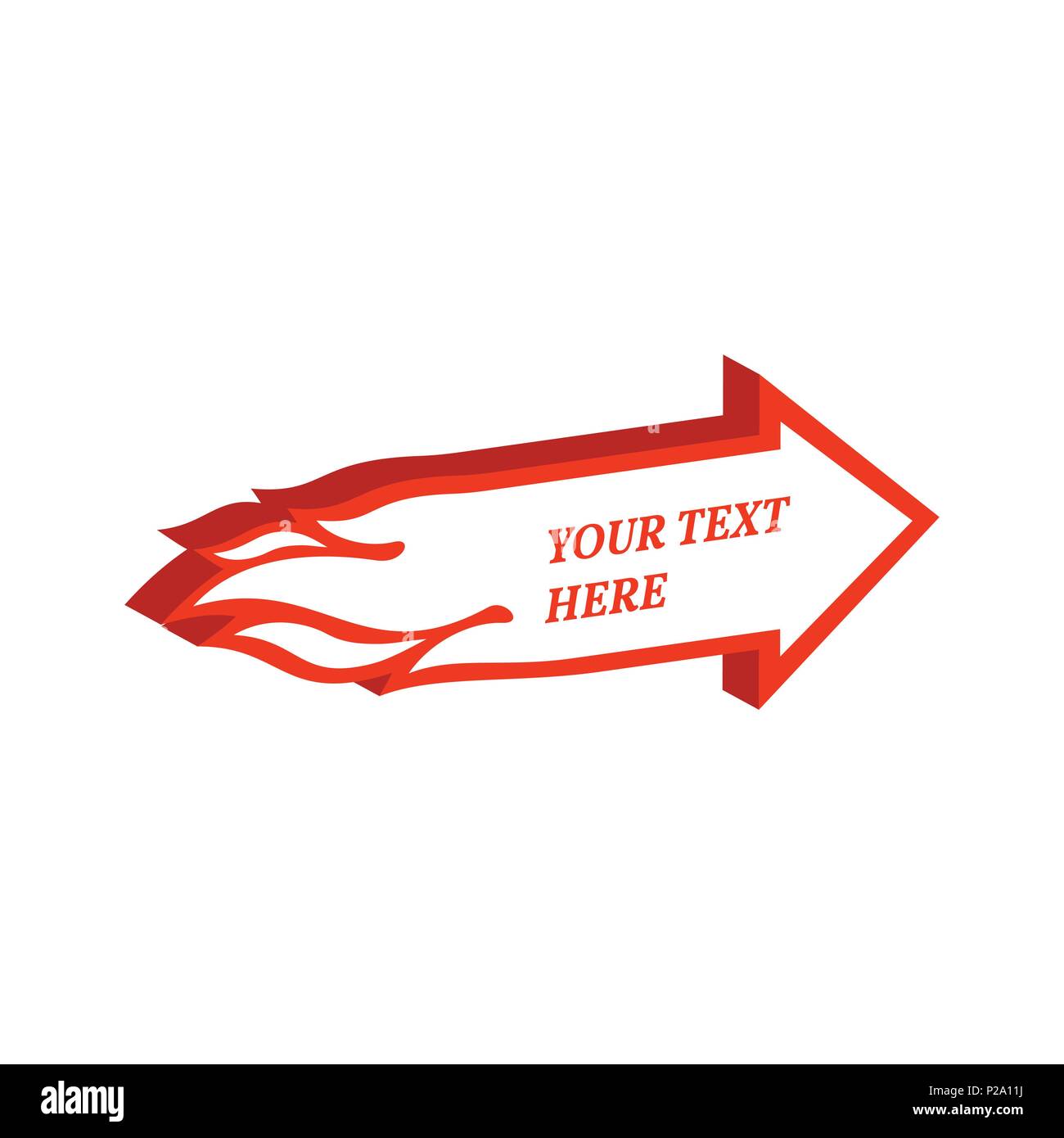 Flammender Pfeil-Symbol. Flache isometrische Symbol oder Logo. 3D Style Piktogramm für Web-Design, UI, Mobile App, Infografik. Vektor-Illustration auf weißen backgr Stock Vektor