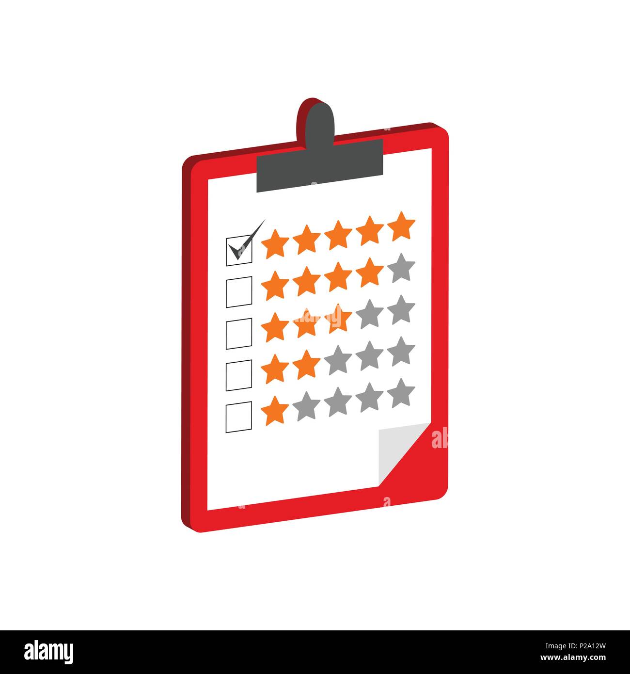 Zwischenablage mit Rating-Symbol. Flache isometrische Symbol oder Logo. 3D Style Piktogramm für Web-Design, UI, Mobile App, Infografik. Vektor-Illustration am Pfingstmontag Stock Vektor