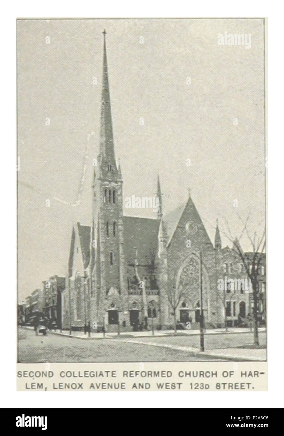 (König 1893, NYC) pg 345 zweite stiftskirche reformierte Kirche von Harlem, LENOX AVENUE UND WEST 123 D STREET. Stockfoto