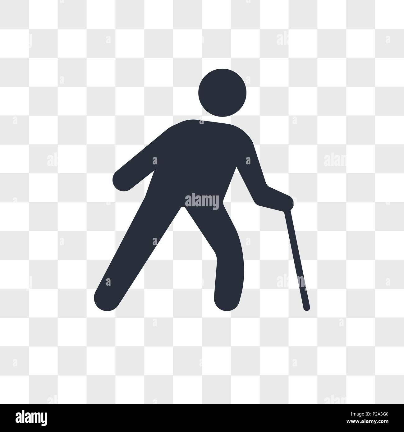 Alter Mann mit einem Stock vektor Icon auf transparentem Hintergrund isoliert, alten Mann mit einem Stock logo Konzept Stock Vektor