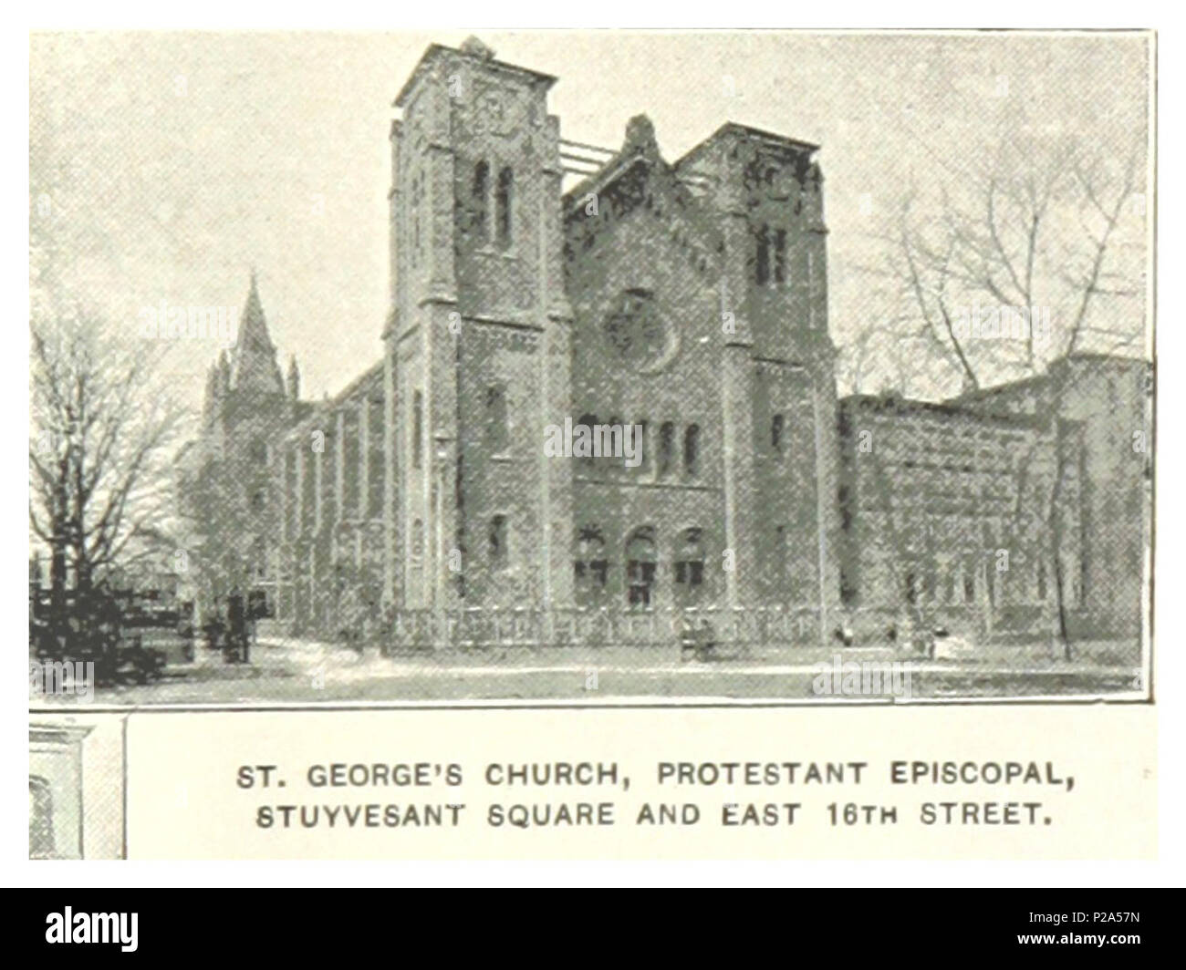 (König 1893, NYC) pg 357 ST. GEORGE'S CHURCH, Protestant Episcopal, STUYVESANT SQUARE UND EAST 16 TH STREET. Stockfoto