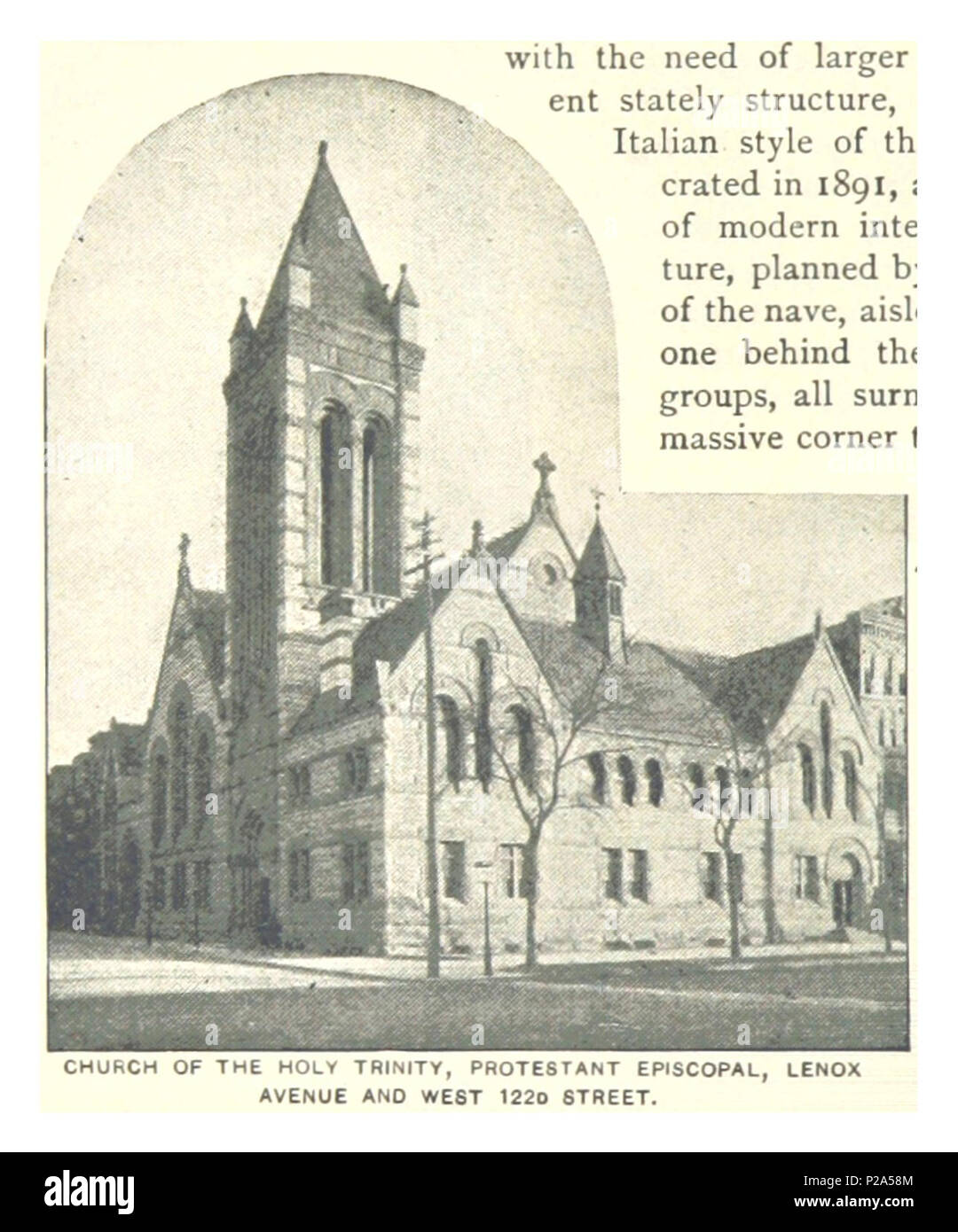 (König 1893, NYC) pg 368 KIRCHE DER HEILIGEN DREIFALTIGKEIT, protestantischen Episkopalen, LENOX AVENUE UND WEST 122 D STREET. Stockfoto