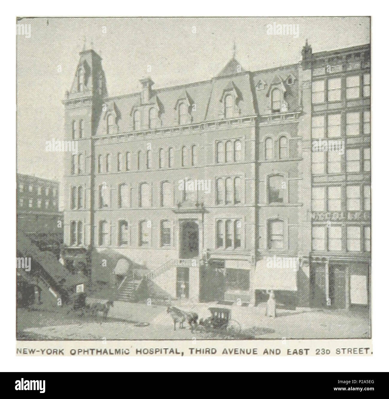 (König 1893, NYC) pg 479 NEW-YORK OPHTHALNIC KRANKENHAUS, Third Avenue und East 23 D STRASSE. Stockfoto