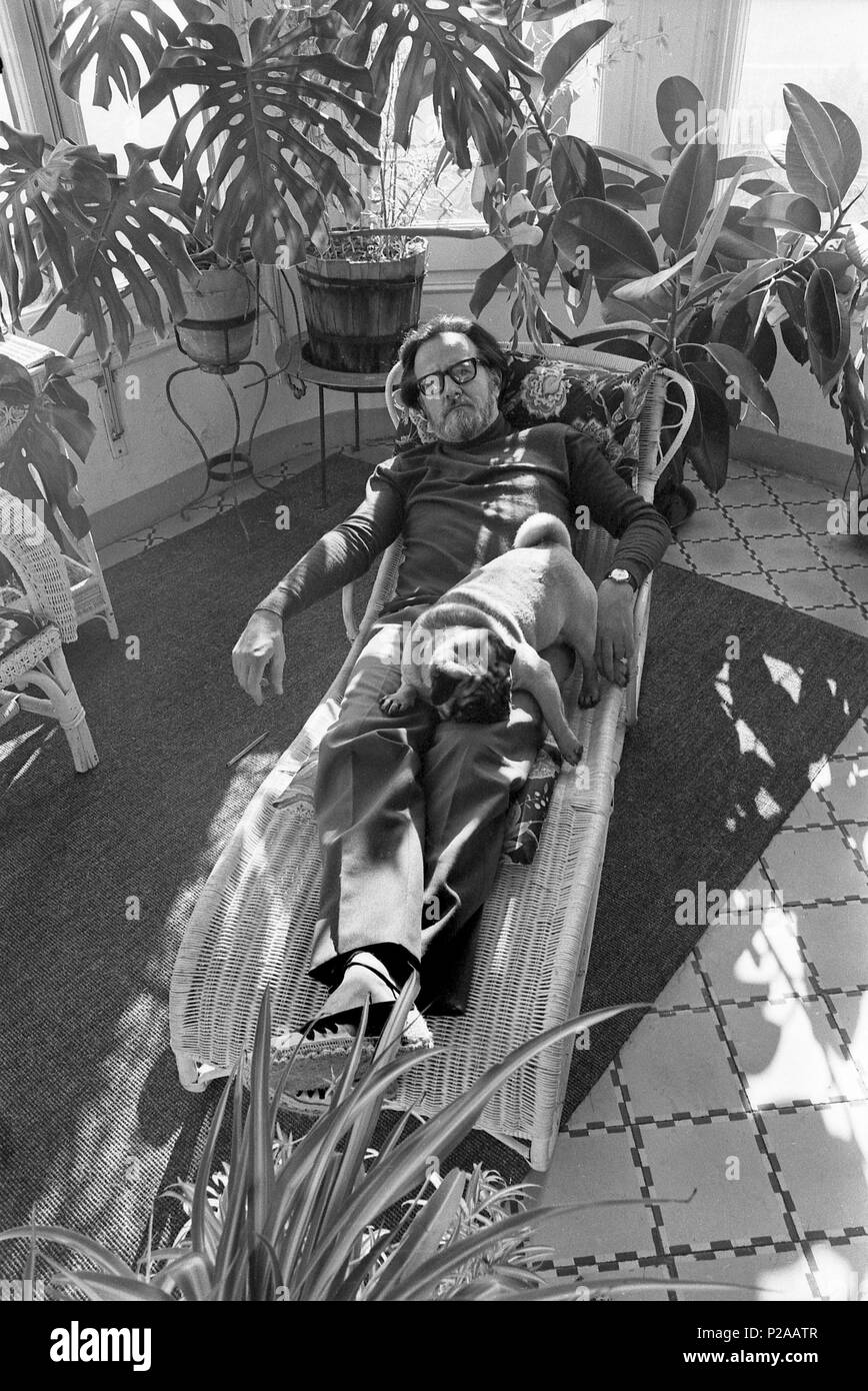 El escritor, Profesor y periodista Chileno, José Donoso, en su casa de Vallvidrera en noviembre de 1970. Stockfoto