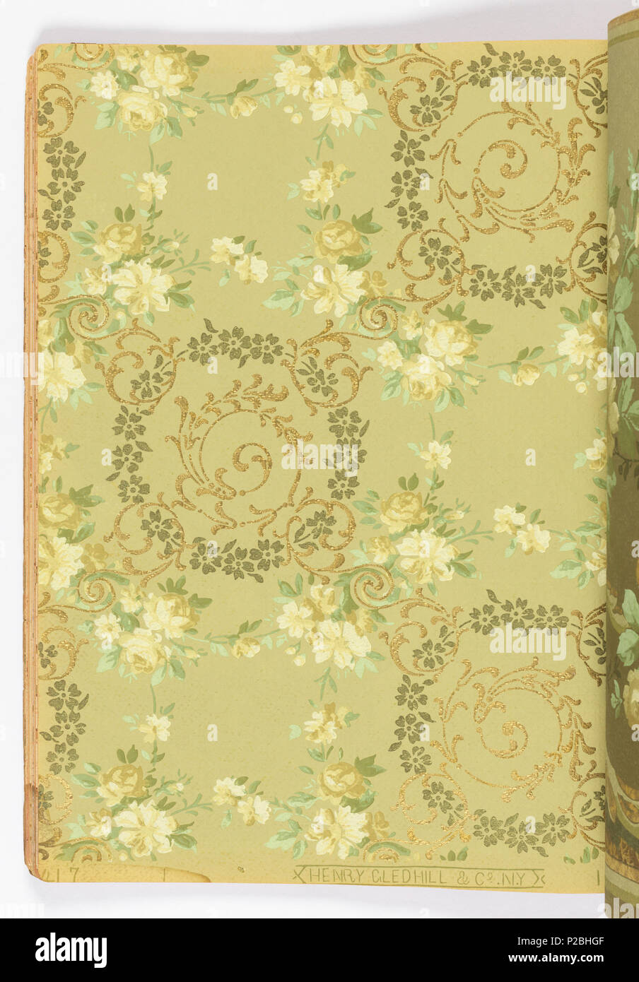 . Englisch: Musterbuch, Alfred Peats ein Buch Nr. 5, 1906. Englisch: Katalog der Maschine - bedruckte Papiere, einige mit Prägung. Viele Designs enthalten, metallischen Pigmente in einer Vielzahl von Farben. Mehrere Farbvarianten von vielen der Muster. . 1906 282 Musterbuch, Alfred Peats ein Buch Nr. 5, 1906 (CH) 18802807-8 Stockfoto