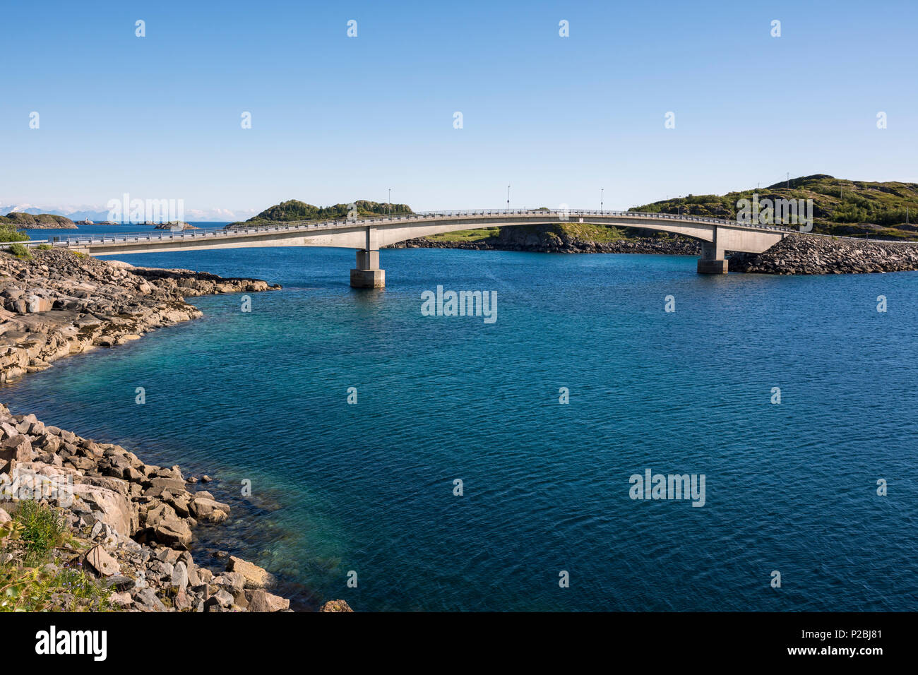 Panorama an der Küste von henningsvær im Lofoten in Norwegen Stockfoto