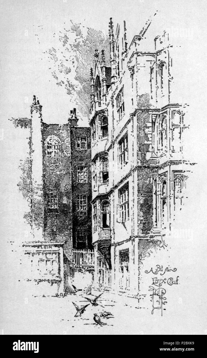 . Englisch: Herbert's Railton Abbildung: Ein Teil von Essex Court. ca. 1895. Herbert Railton (1857 - 1910) [1] 146 Herbert Railton - ein wenig aus Essex Court Stockfoto