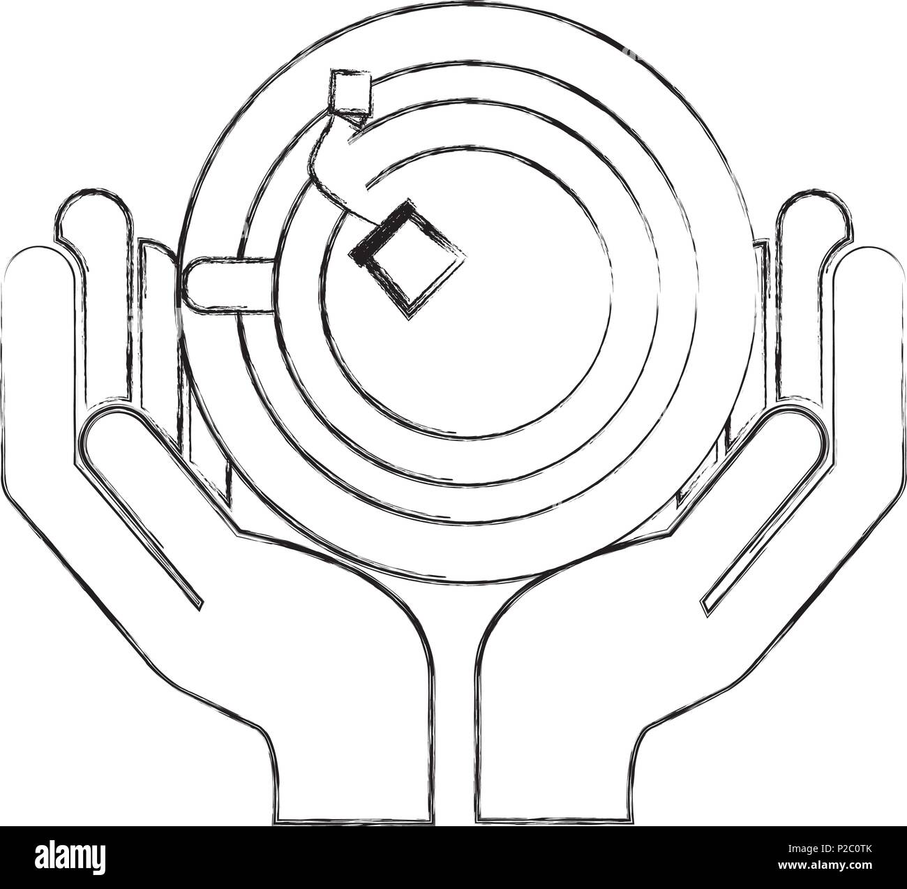 Hand, die Tasse Tee Teebeutel mit Teller Stock Vektor