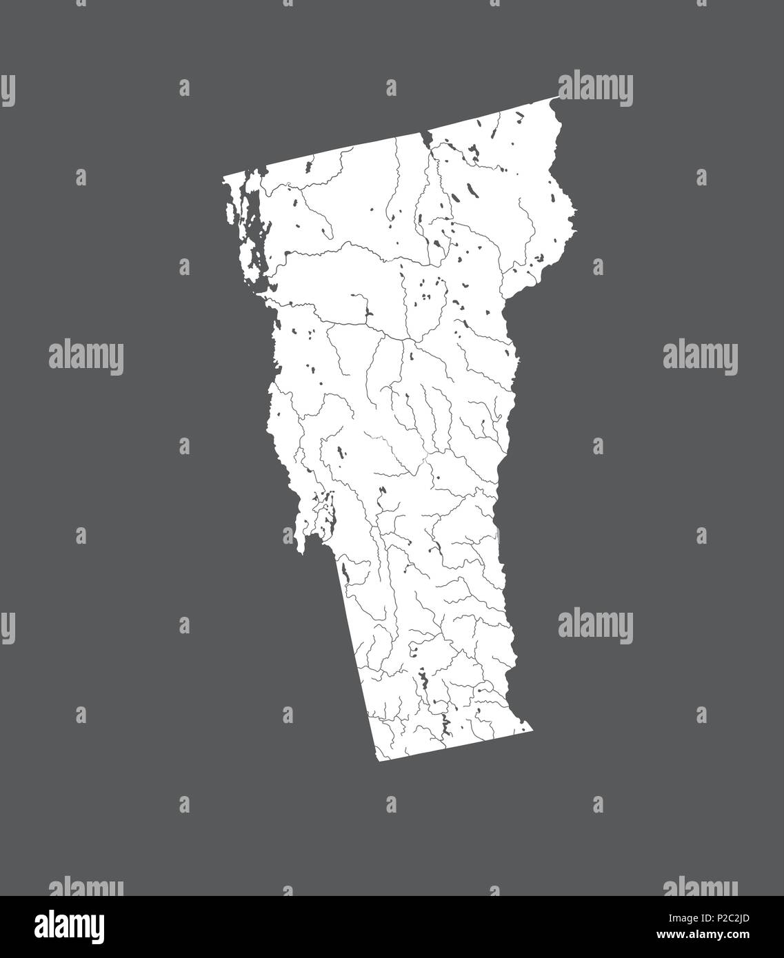 Der USA-Karte von Vermont. Hand gemacht. Flüsse und Seen sind dargestellt. Bitte sehen Sie sich meine anderen Bilder von kartographischen Serie - sie sind alle sehr Detaile Stock Vektor