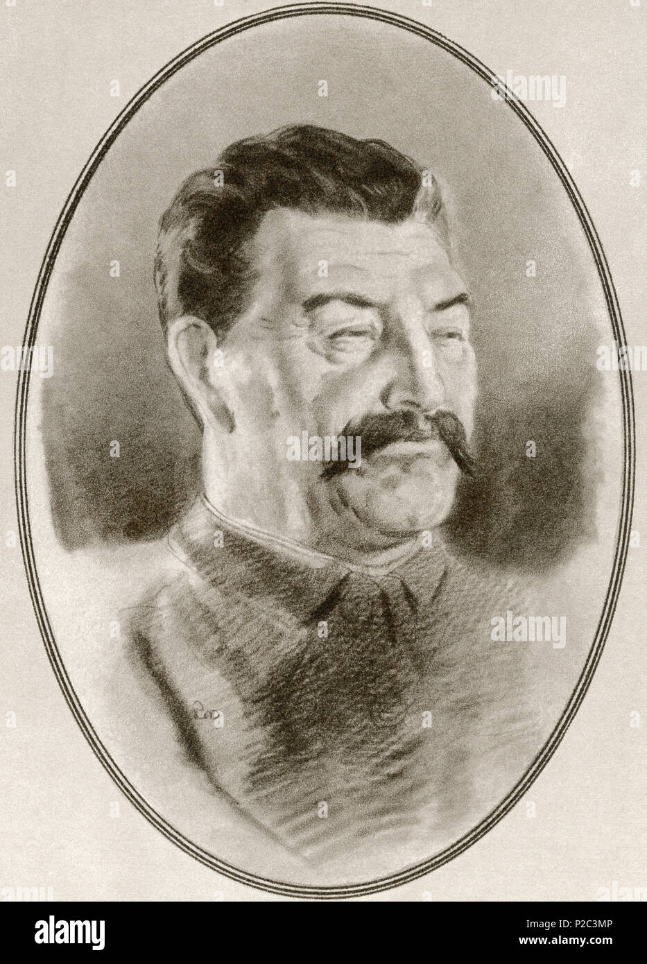 EDITORIAL Josef Vissarionovich Stalin, 1878 - 1953. Sowjetische Revolutionär und Politiker. Abbildung von Gordon Ross, US-amerikanischer Künstler und Illustrator (1873-1946), von lebenden Biographien von berühmten Herrscher. Stockfoto