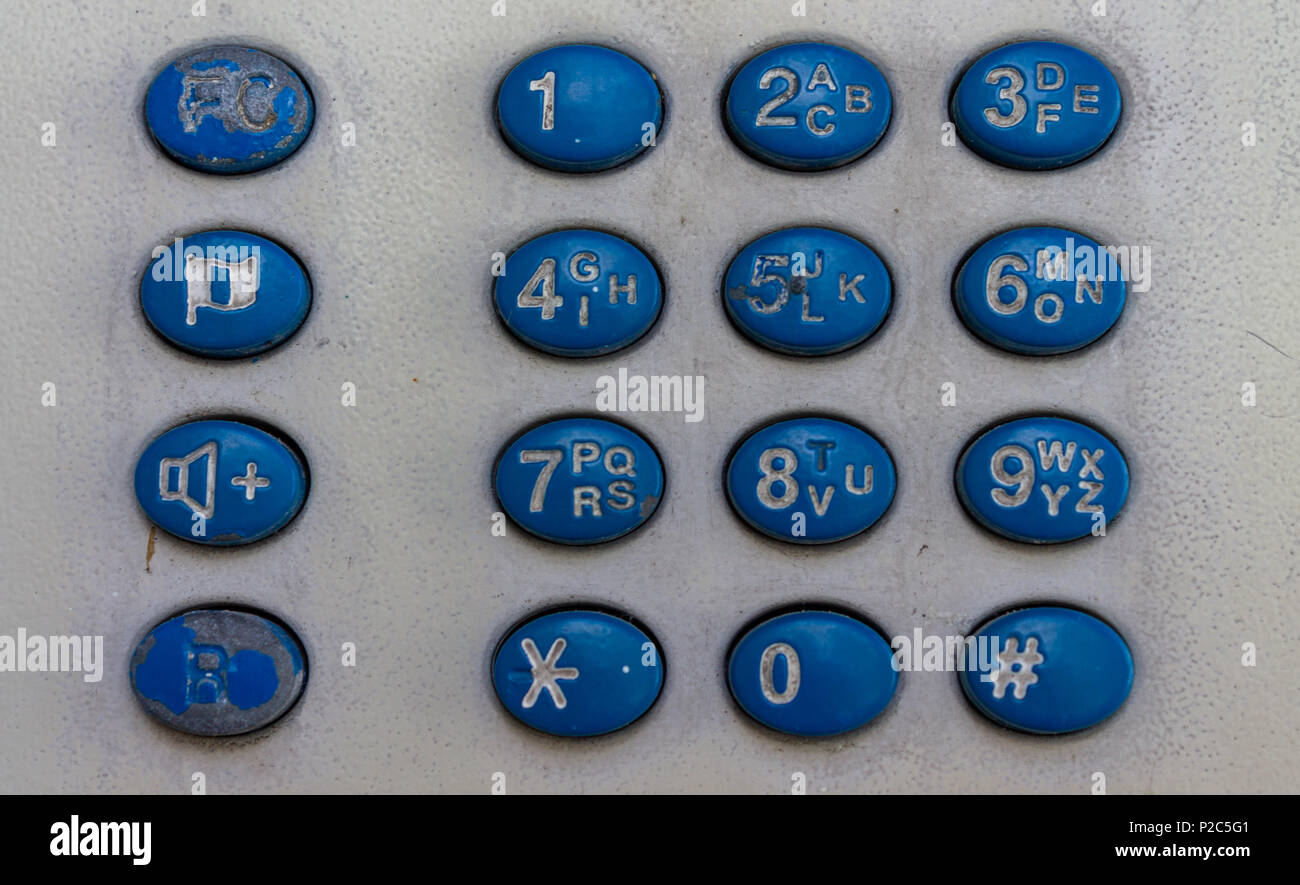 Münzautomaten Telefon Push Button Zahlenblock. Stockfoto