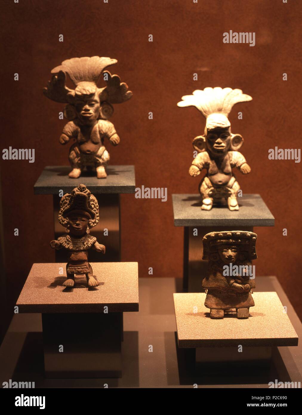 Mexiko Mexiko D.F. . Museo Nacional de Antropologia. Figurillas de Ceramica. Cultura de Teotihuacan. Stockfoto