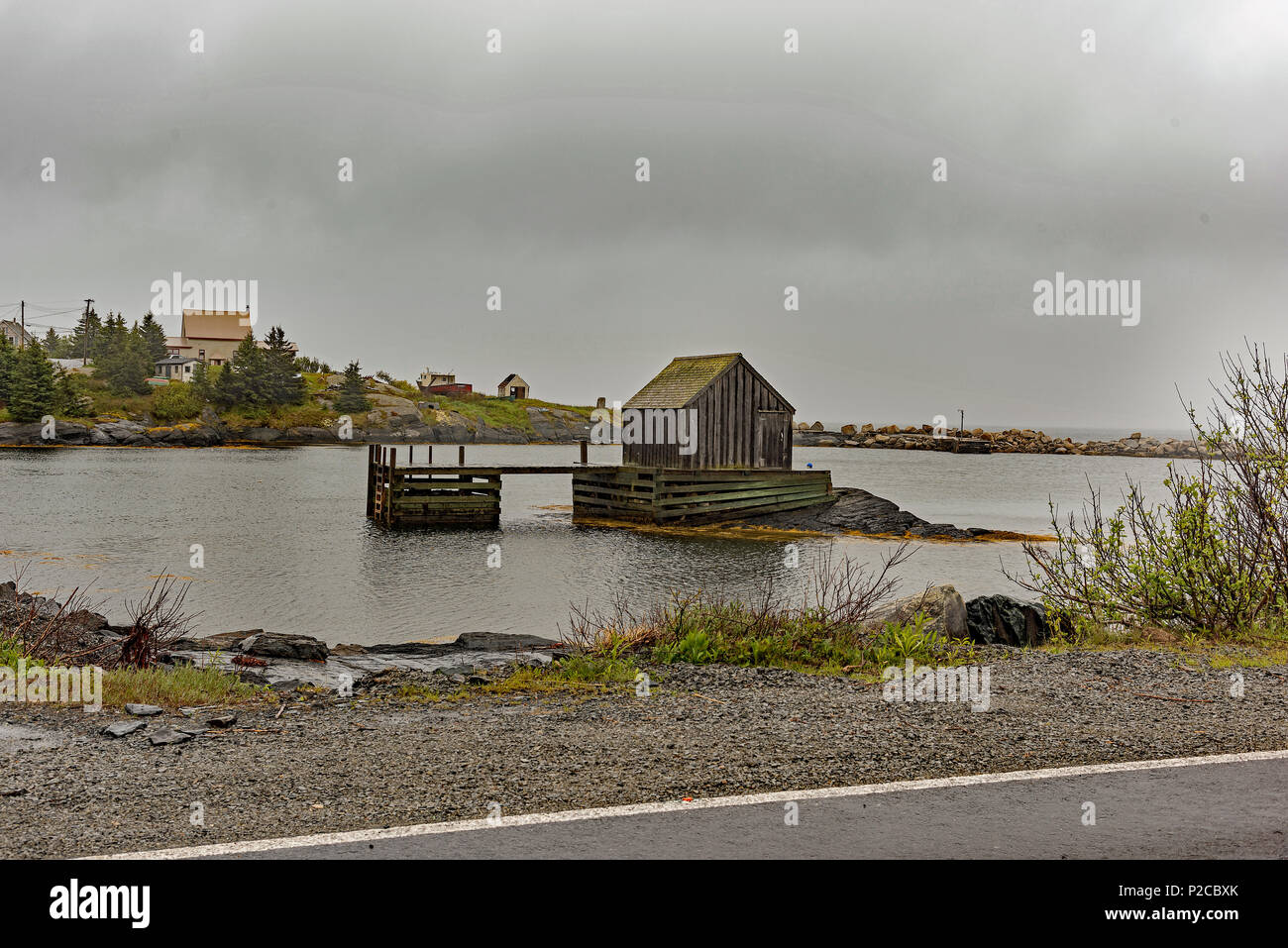 Fisherman's Hütten entlang der alten blauen Felsen Road außerhalb von Lunenburg, Nova Scotia, Kanada Stockfoto