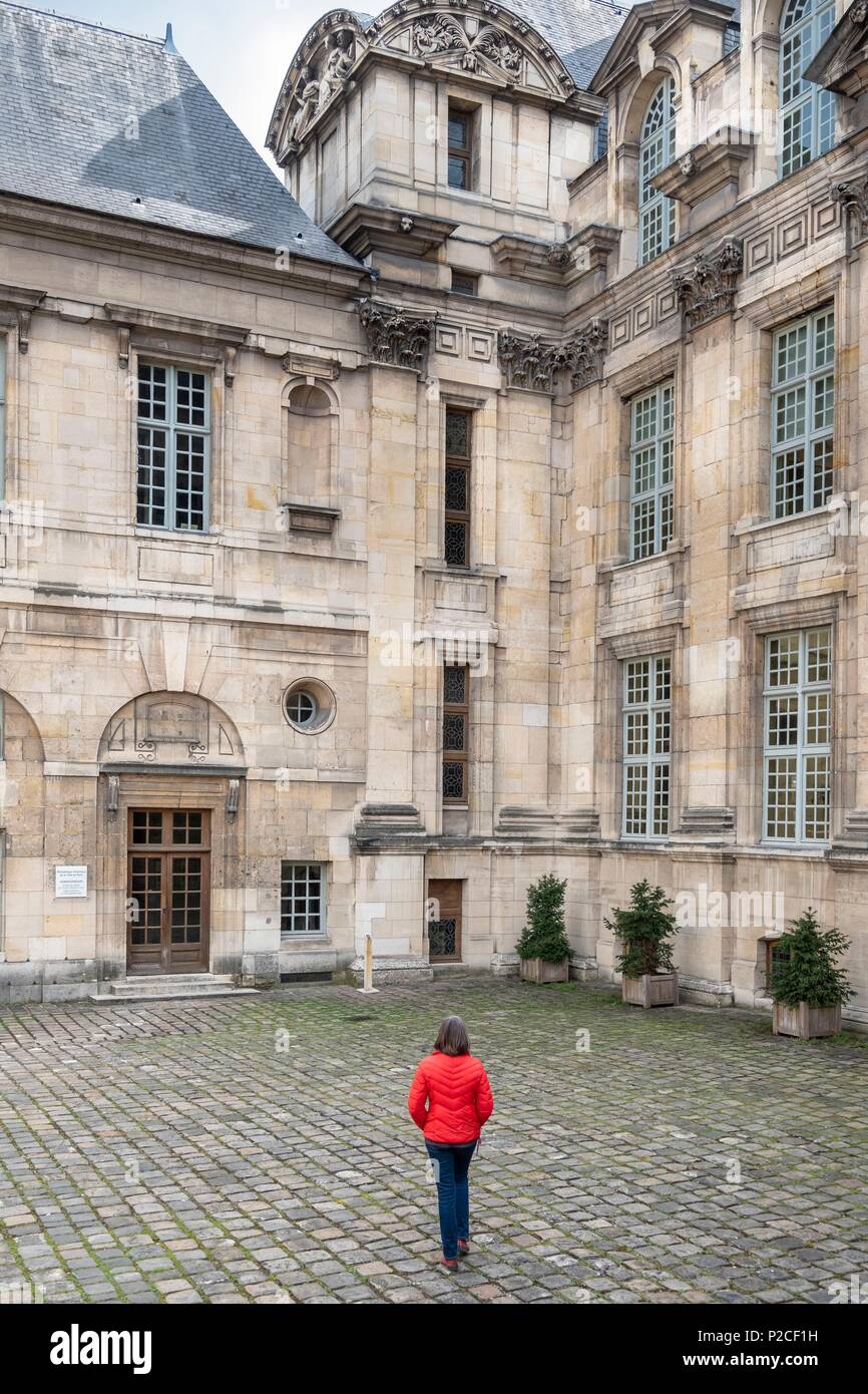 Frankreich, Paris, Bibliothèque Historique de la Ville de Paris oder BHVP, öffentliche Bibliothek, spezialisiert auf die Geschichte der Stadt Paris, im Jahre 1871 gegründet und befindet sich seit 1969 im Lamoignon Hotel (16. Jahrhundert) Stockfoto