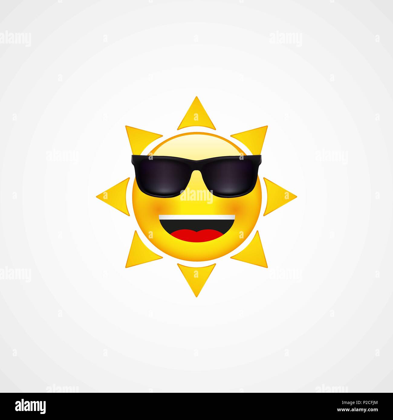 Sommer Sonne Gesicht mit Sonnenbrille und glückliches Lächeln Stock Vektor