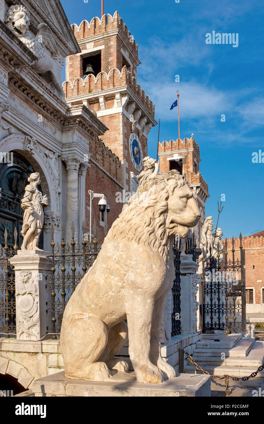Piräus Lion auf Anzeige an der venetianischen Arsenal, Venedig, Italien Stockfoto