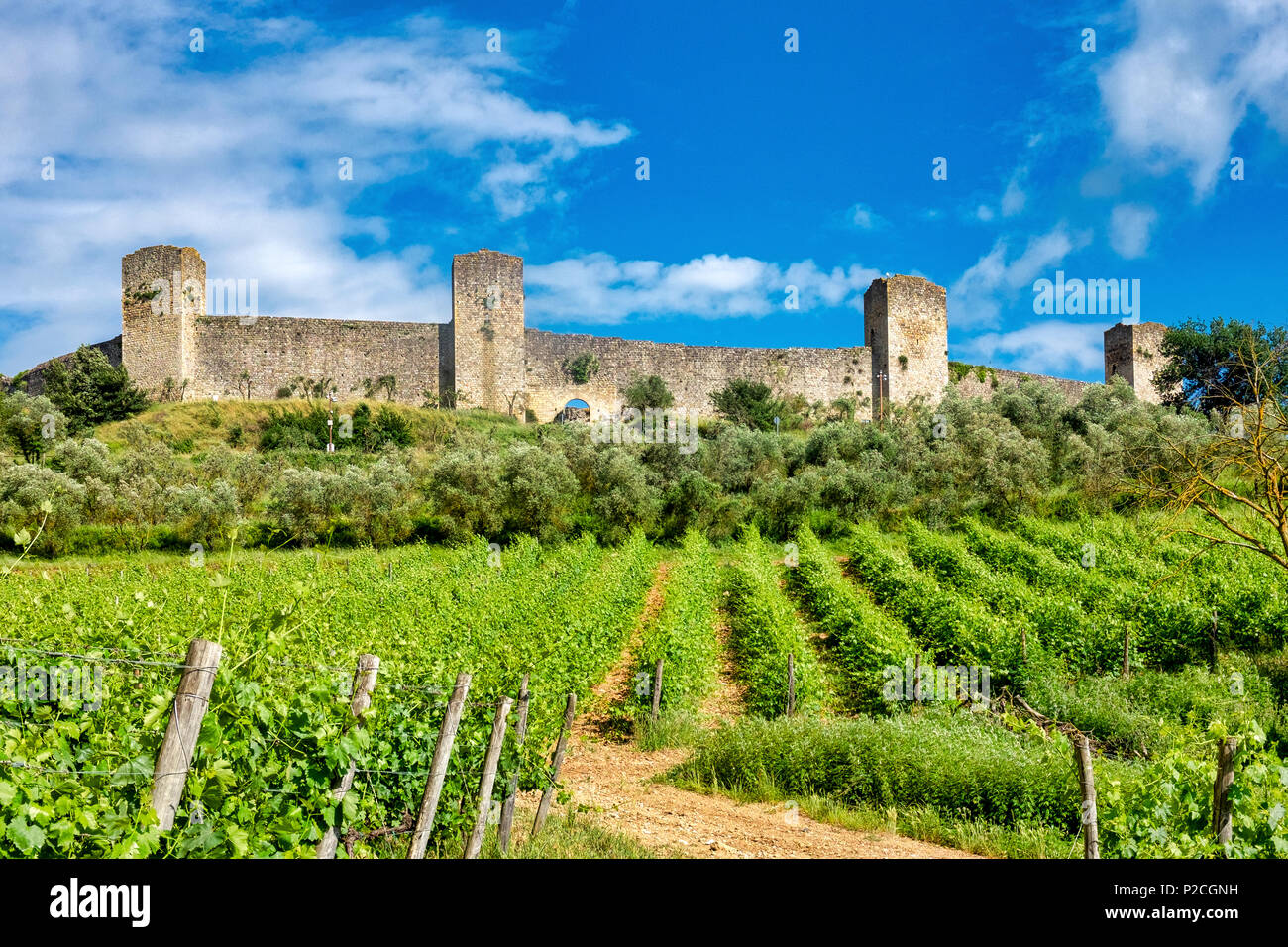 Monteriggioni, eine ummauerte Stadt, in der Nähe von Siena, Italien Stockfoto