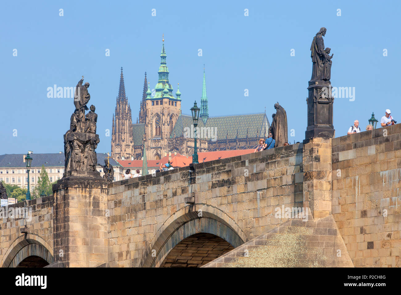 Tschechische Republik, Prag - Karlsbrücke, Hradschin Schloss, die St. Vitus Kathedrale "s Stockfoto