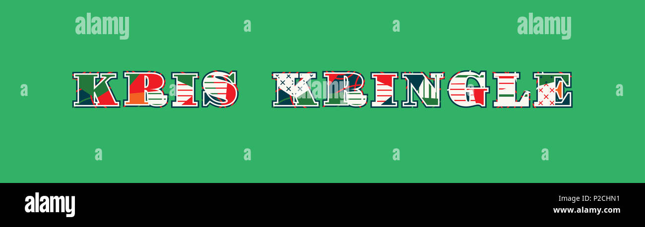 Den Namen Kris Kringle Konzept in farbenfrohe abstrakte Typografie geschrieben. Stockfoto