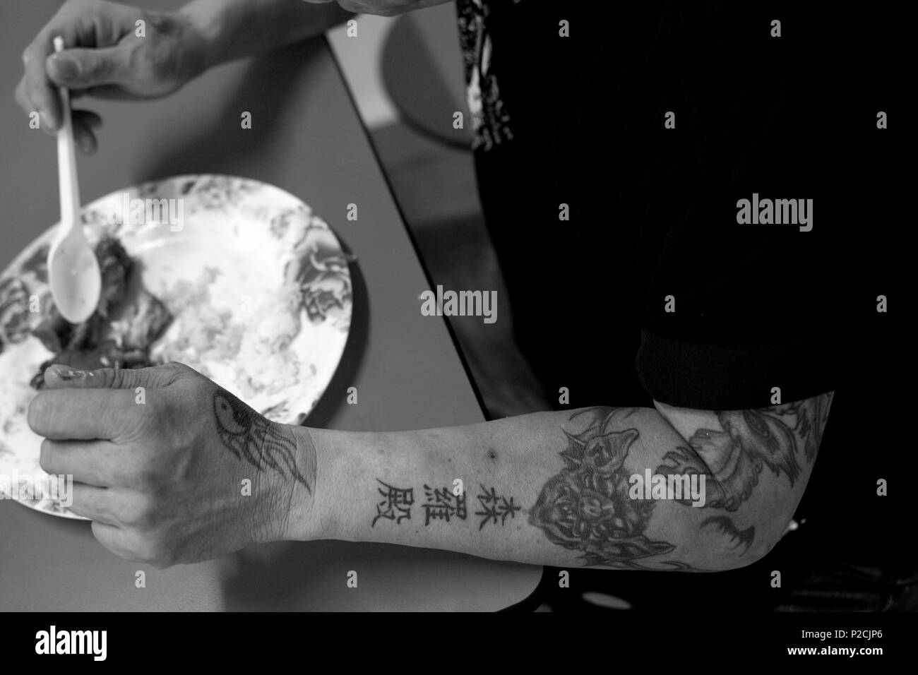 Singapur, Street Food, Mittagspause in China Town. Stockfoto