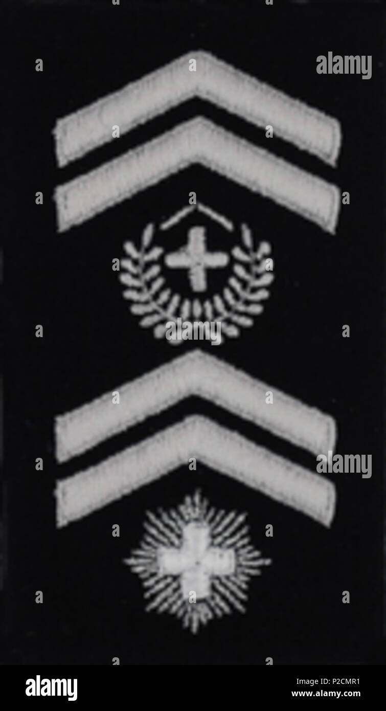 . Englisch: Stabsadjutant Schweizer Grenzbeamte Rang. Schweizer Grenzbeamte 53 Stabsadjutant Schweizer Grenzbeamte Stockfoto