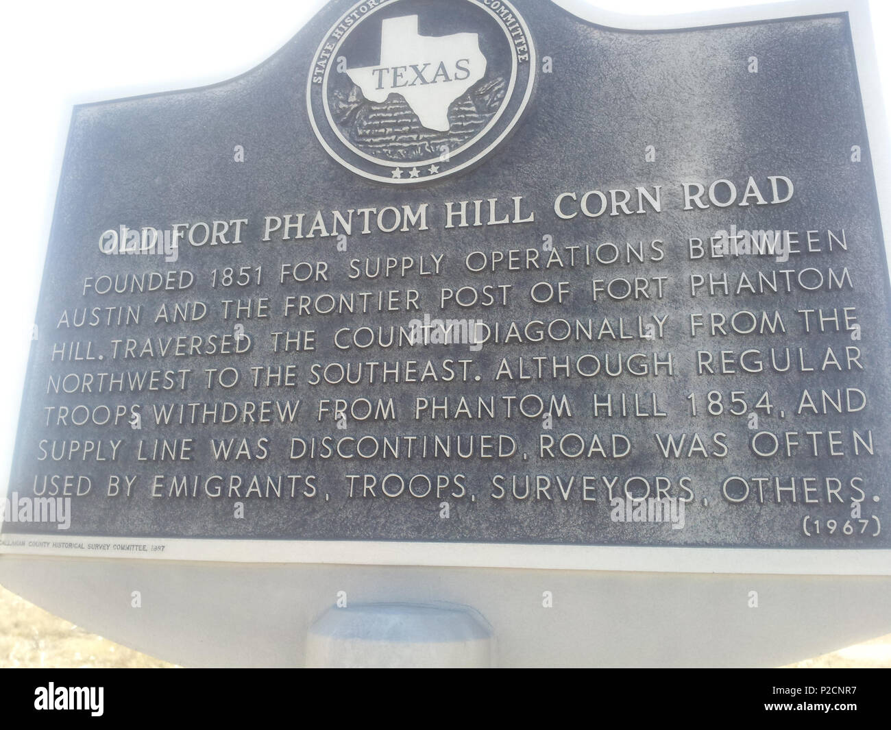 . Englisch: Fort Phantom Hill Texas historische Markierung nördlich von Clyde. 4 Januar 2014, 13:32:15. Pi 3.124 20 Fort Phantom Hill Texas historische Markierung nördlich von Clyde Stockfoto