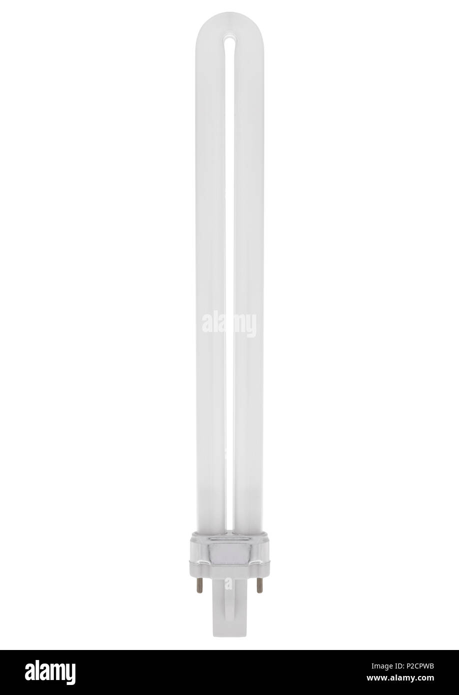 Kompakte Leuchtstoffröhre auf weißem Hintergrund Stockfoto
