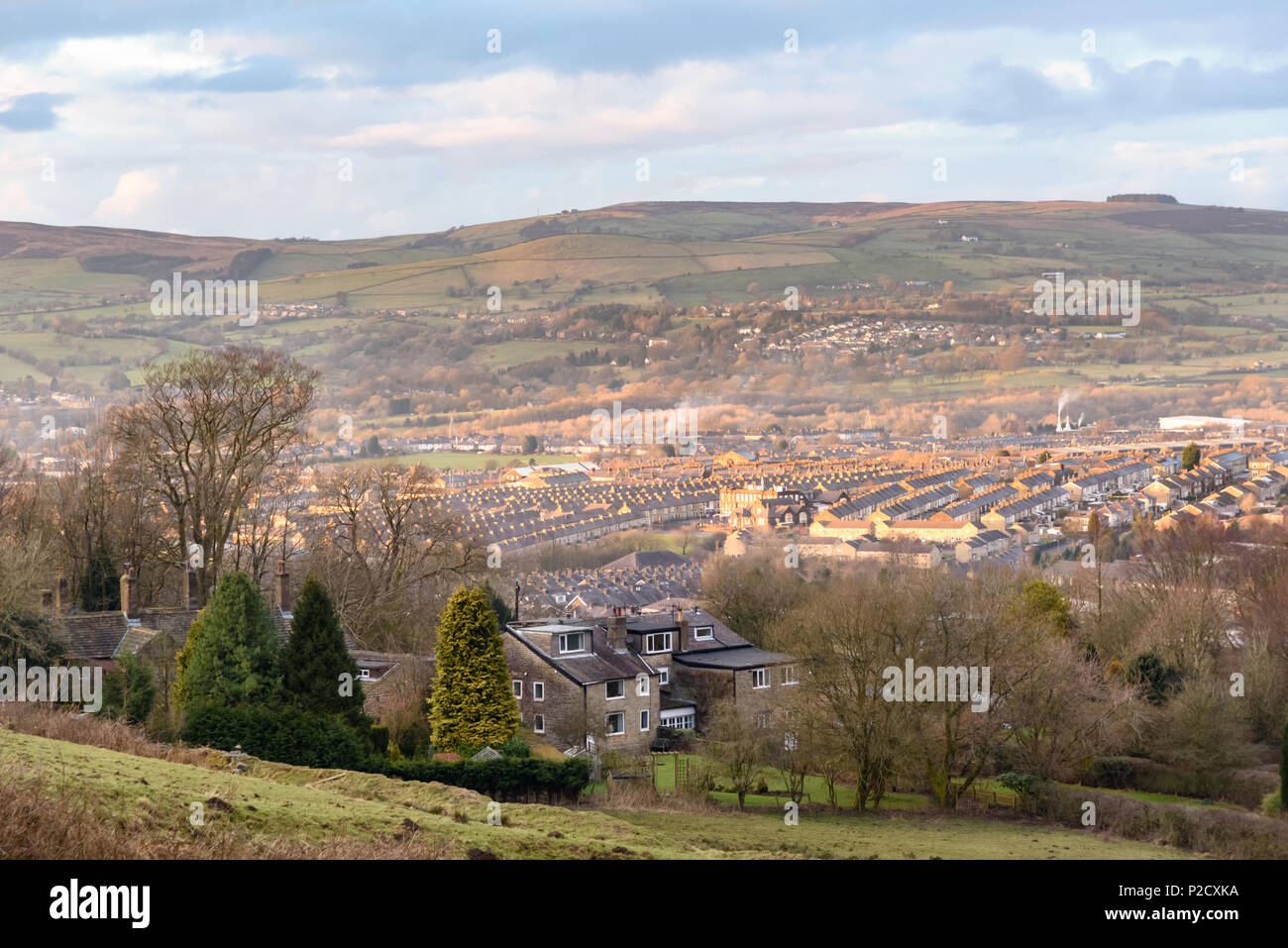Antenne viewcof Nelson Stadt Lancashire, Großbritannien Stockfoto
