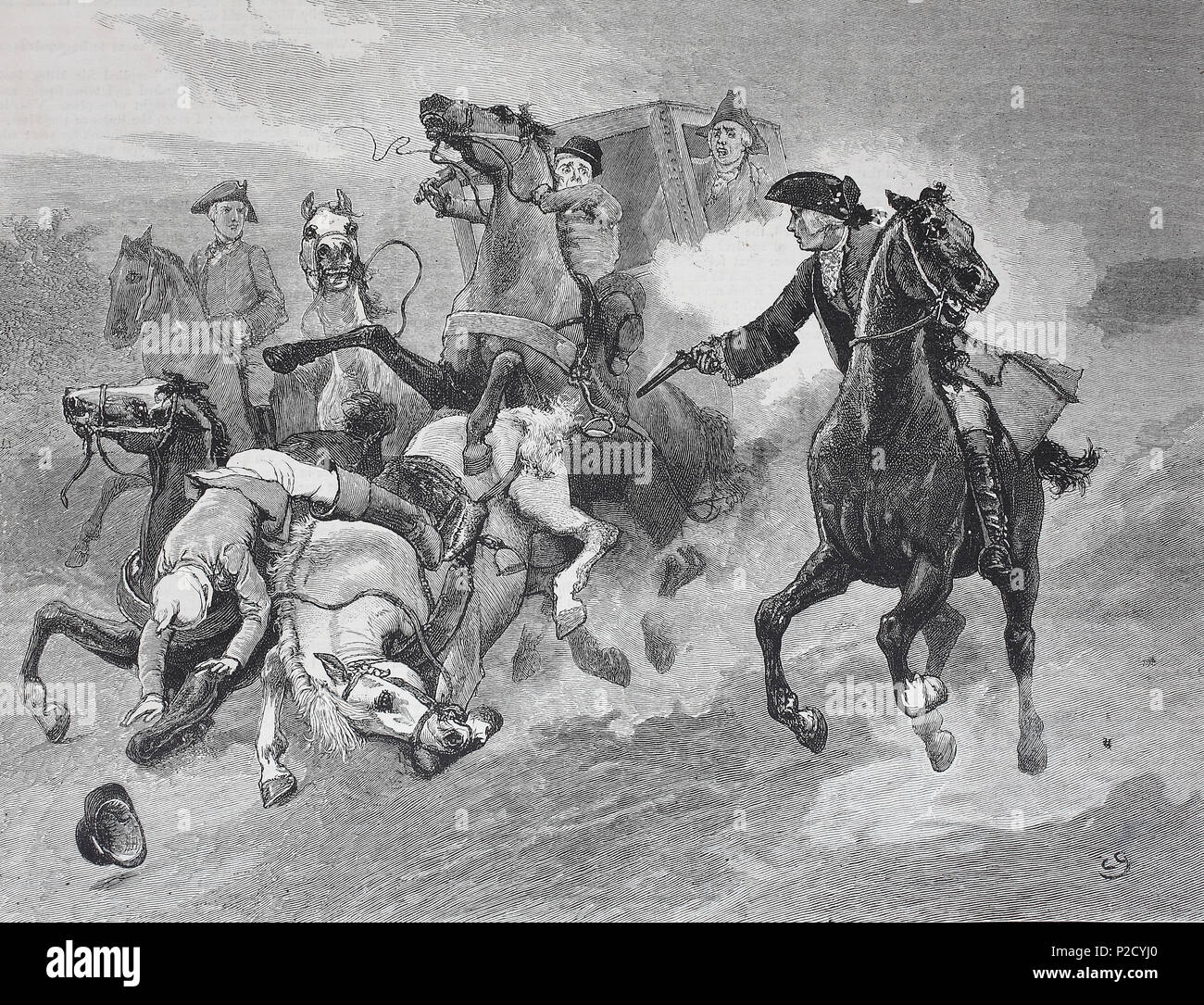 Auf einer Postkutsche in England 1881 Raid, digital verbesserte Reproduktion von einem ursprünglichen Drucken aus dem 19. Jahrhundert, 1881 Stockfoto