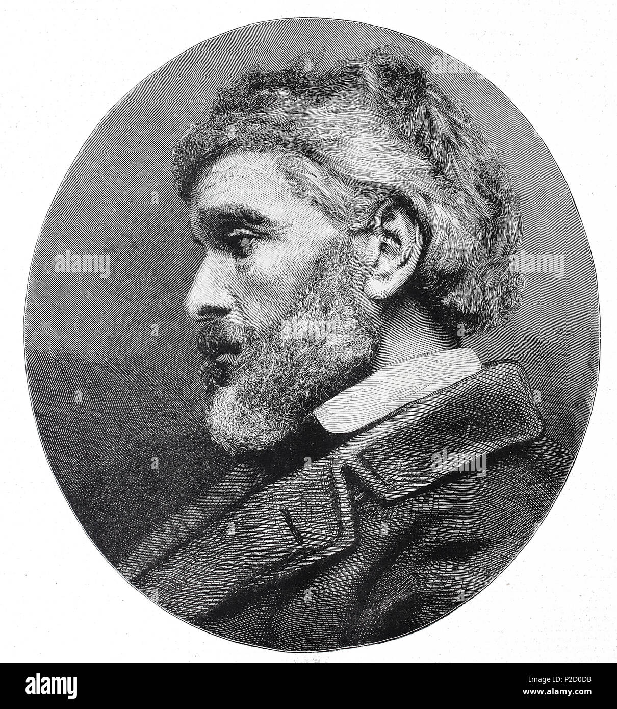 Thomas Carlyle, 1795 - 1881, war ein schottischer Philosoph, satirische Schriftsteller, Essayist, Übersetzer, Historiker, Mathematiker, und Lehrer, digitale Reproduktion von einem ursprünglichen Drucken aus dem 19. Jahrhundert verbessert, 1881 Stockfoto